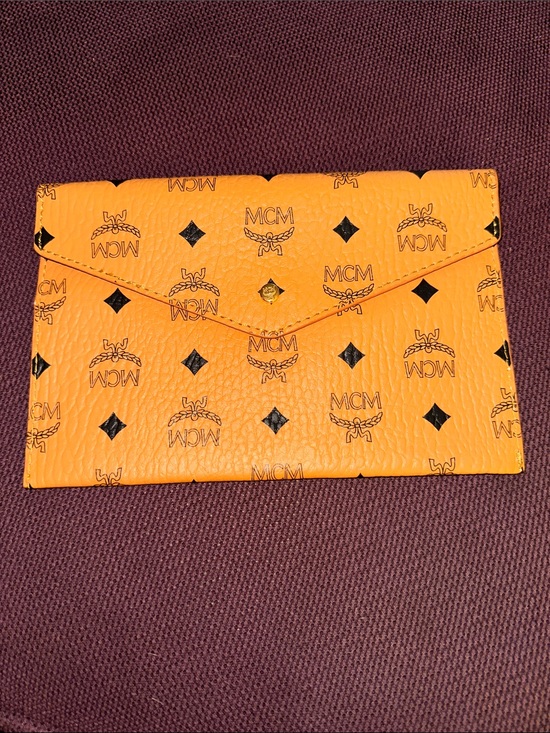 MCM Handbags - MCM Cognac Visetos Envelope Clutch